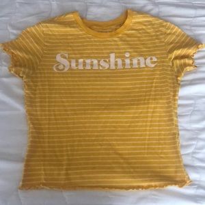 Yellow and white stripped graphic shirt